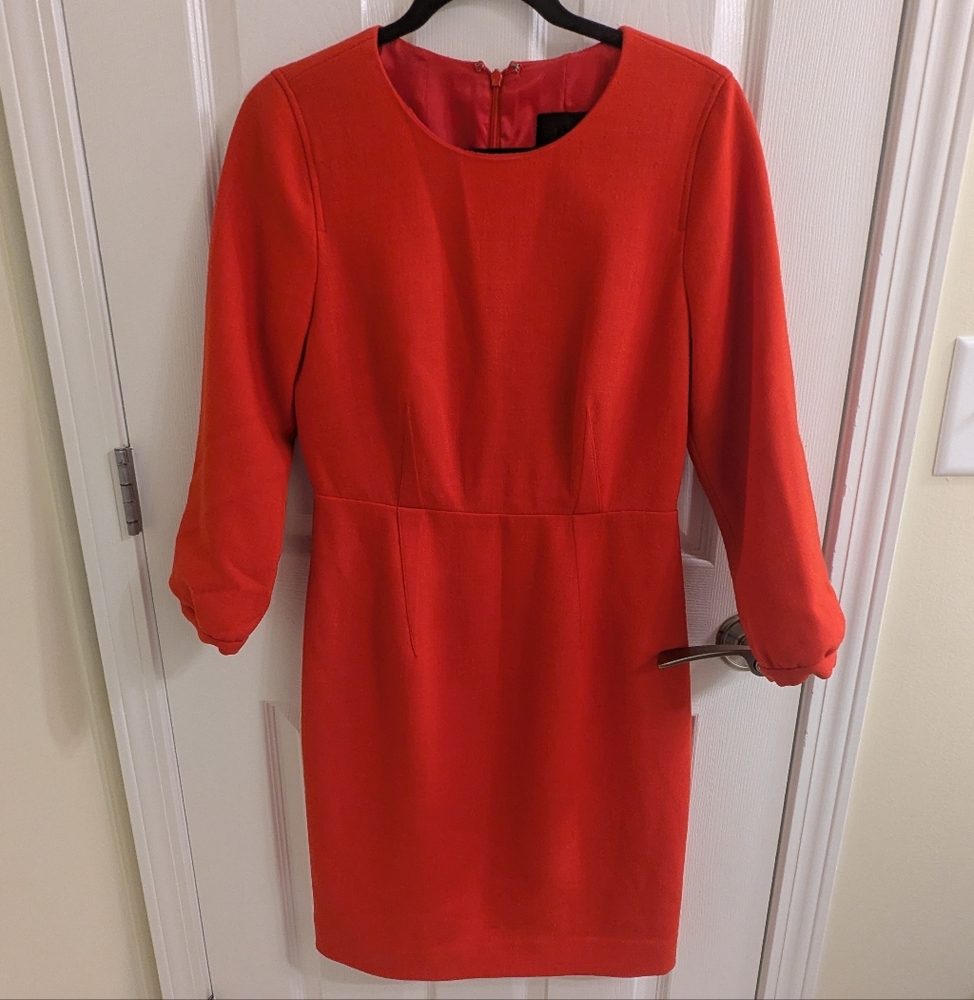 J Crew Collection Red Italian Wool Dress, Size 6